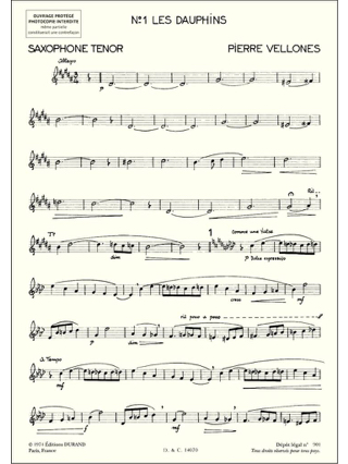 Les Dauphins - Pierre Vellones - Partition - Saxophone